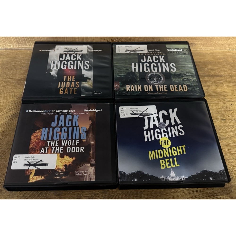 Lot of 4 Jack Higgins Audiobook CD's Judas Gate Rain on Dead Wolf Door Midnight